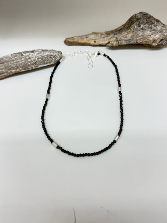 Le Collier Tube Golden Obsidienne et Argent S. Bucci Atelier créatif Collier Tube Golden Obsidienne