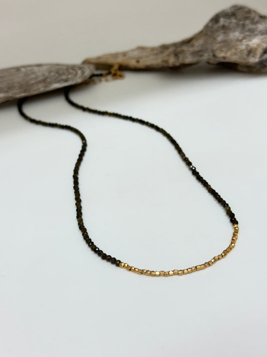 Bracelet Collier Multi 3 Obsidienne et or