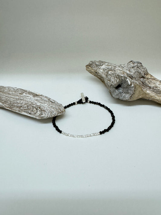Bracelet Candy Black Obsidienne et argent