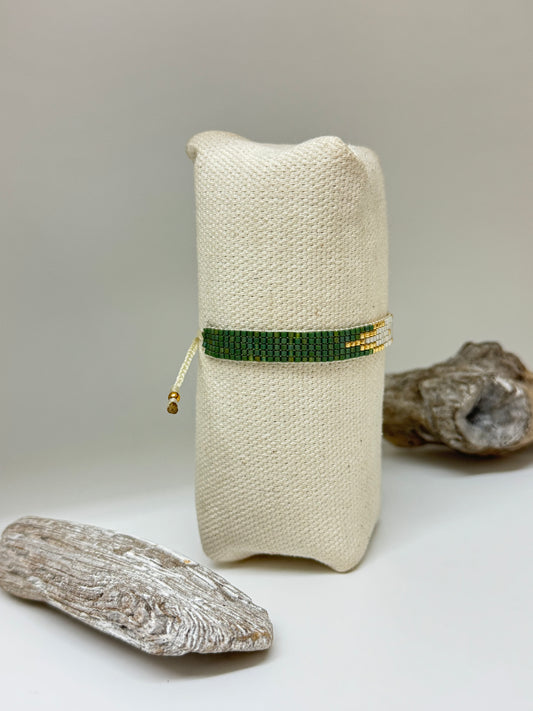 Bracelet Peeky vert Artisanal Perle Japonaise Miyuki Mishky Fait en Colombie Bracelet Peeky vert