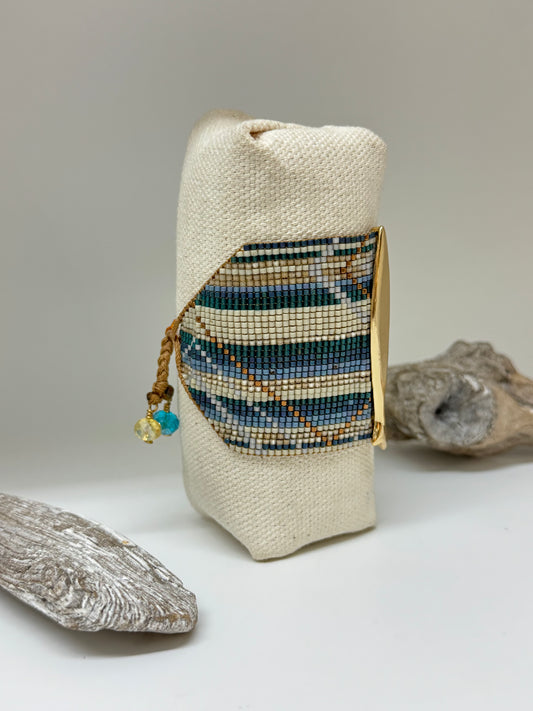 Bracelet Aqua Blue Artisanal Perle Japonaise Miyuki