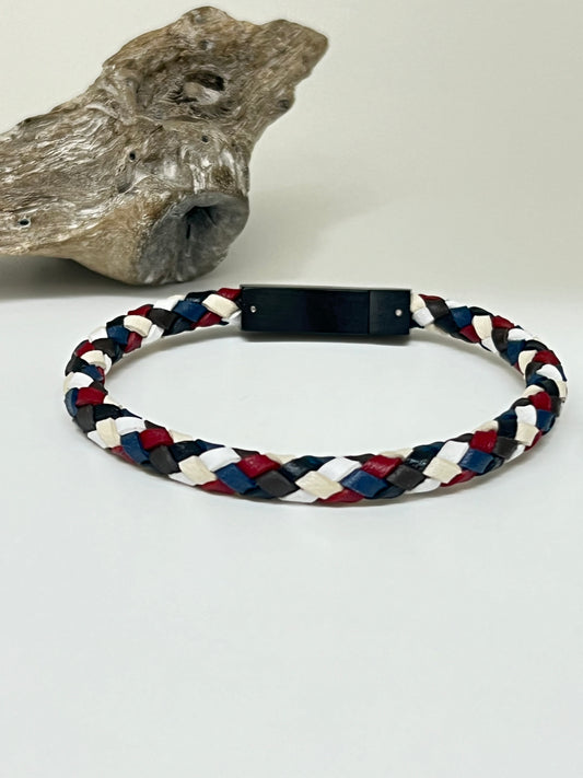 Bracelet Cuir dessiné à Montréal Arz Steel AS-B367