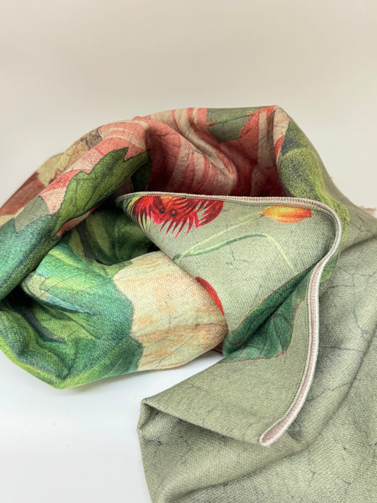 Foulard Botanical bouquet en sauge