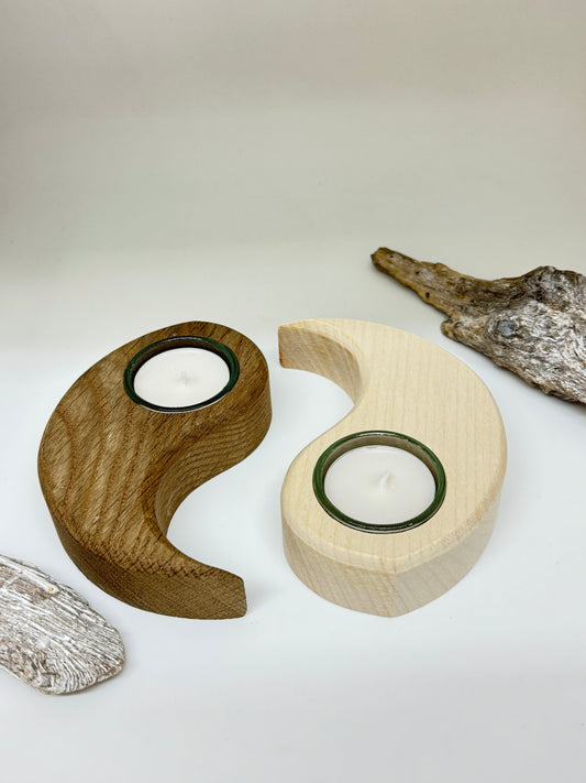 Bougie avec Yin et Yan en bois Fait main en Allemagne