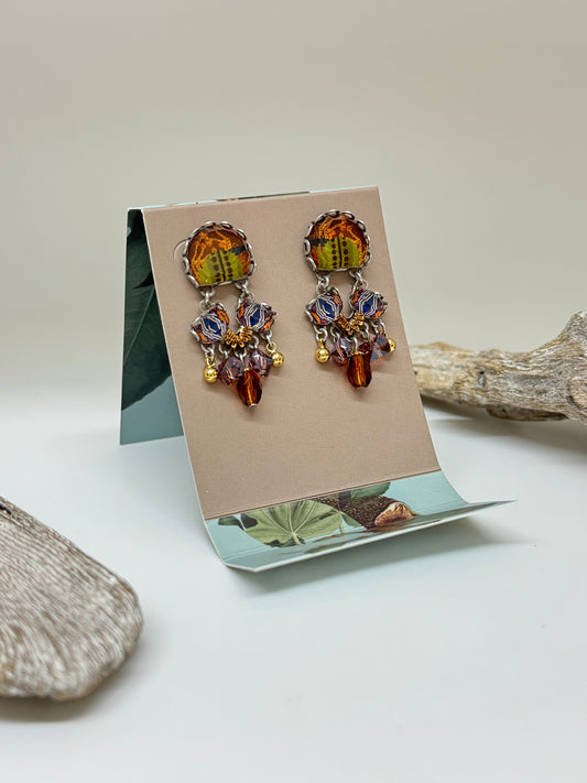 Boucles d'oreilles Molara Ayala Bar Cristaux/Métaux antiques/Verre fabriquée au Moyen-Orient R2339