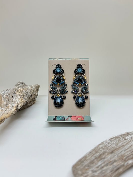 Boucles d'oreilles Maida fermoir français Ayala Bar Cristaux/Métaux antiques/Verre fabriquée au Moyen-Orient C2288