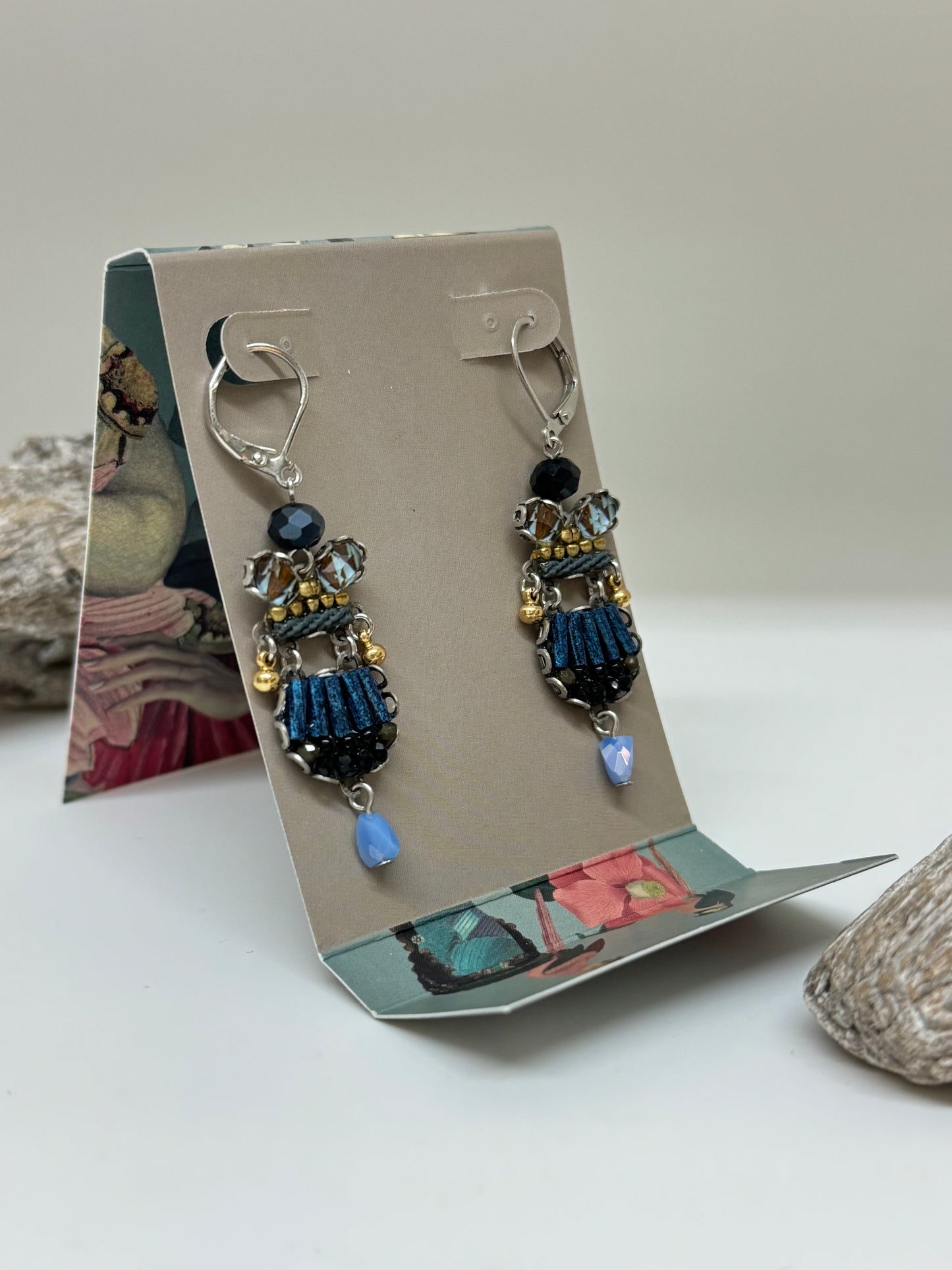 Boucles d'oreilles Maida fermoir français Ayala Bar Cristaux/Métaux antiques/Verre fabriquée au Moyen-Orient C2289