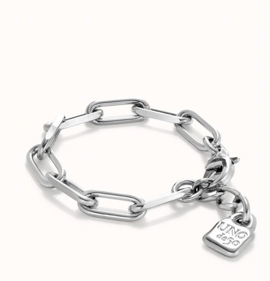 Bracelet à maillons en forme de trombones avec cadenas Uno de 50 Fait par des Artisans d'Espagne Uno de 50 Bracelet à maillons en forme de trombones avec cadenas PUL2468