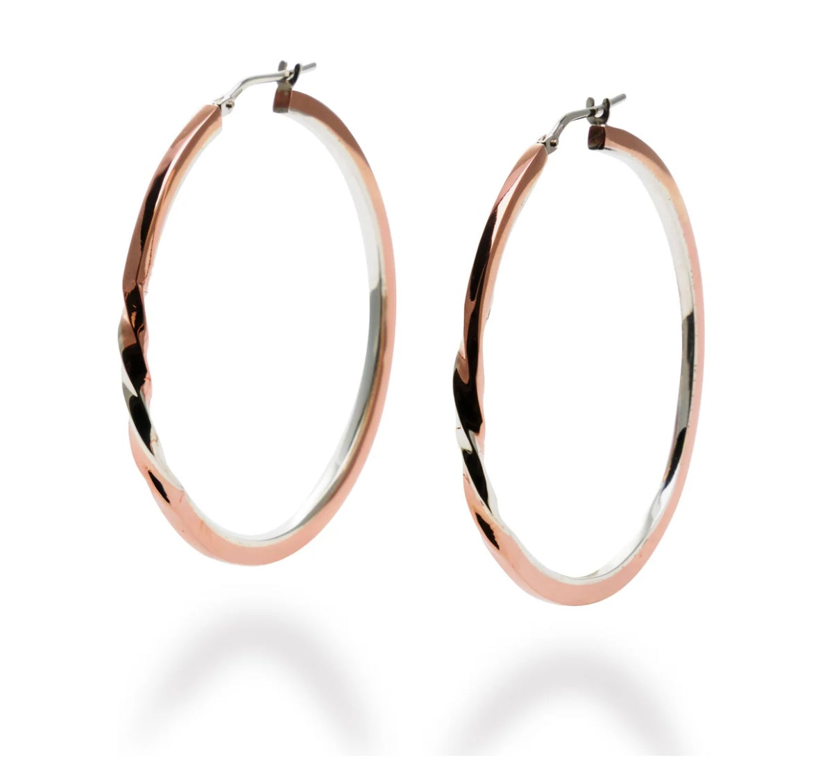 Boucles d'oreilles Stack09 cuivre et argent Claudine Moncion Montréal Stack09