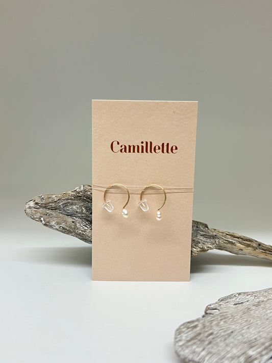 Anneaux basic Or avec perle Fait à la main à Montréal (Copie) Camillette Jewelry Bijoux