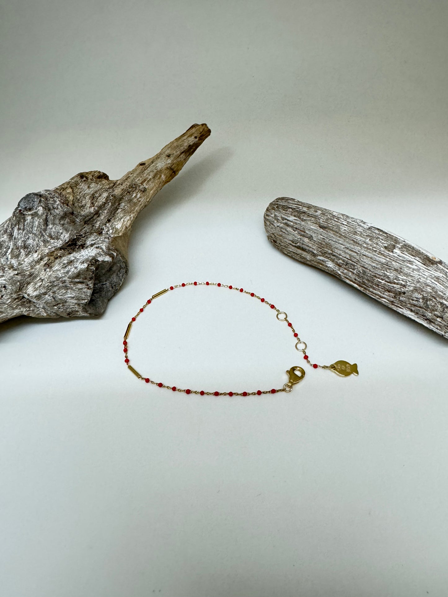 Bracelet Mimi vermeil et résine rouge Dessiné à Paris Clio Blue BR2720D