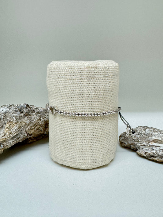 Bracelet Coeur et billes Argent 925 sur cordon noir Kurshuni Bracelet Coeur et billes Argent 925 sur cordon noir KR583-4T