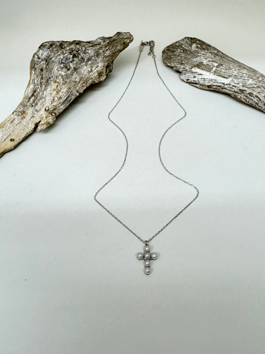 Collier Croix perles et Argent 925 Kurshuni Collier Croix perles et Argent 925