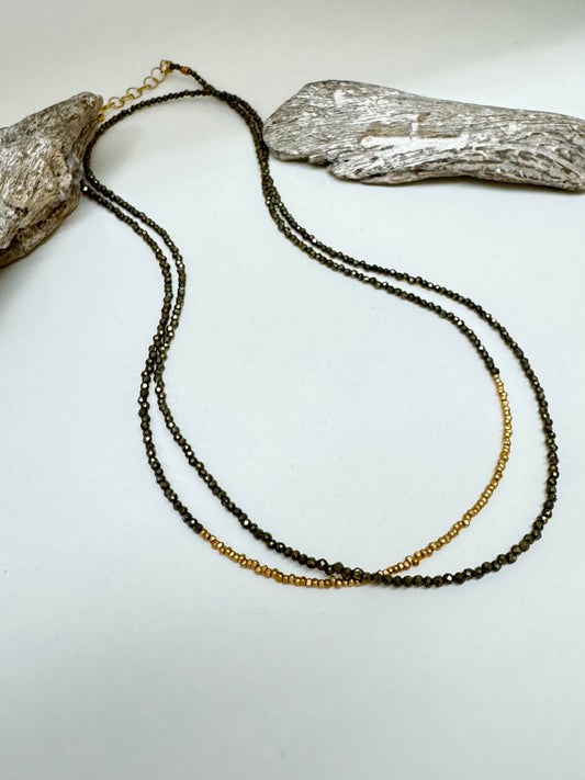 Bracelet Multi 7 Pyrite et pépite d'or S. Bucci Atelier créatif Bracelet Multi 7 Pyrite et pépite d'or