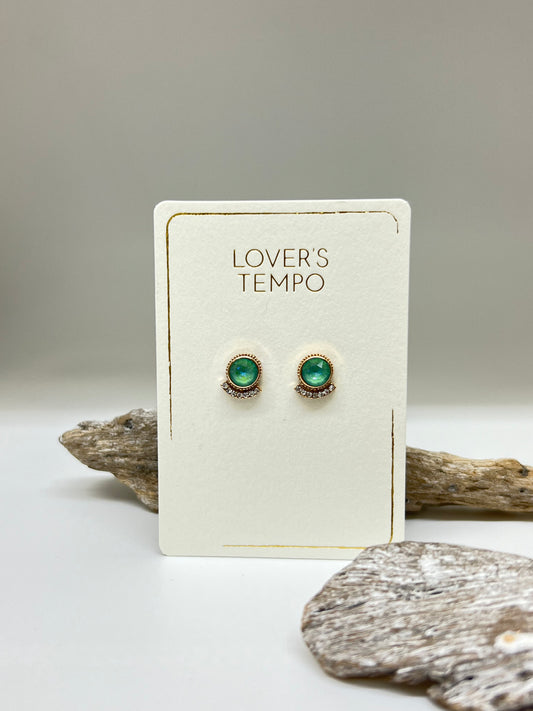 Boucles d'oreilles stud Mimosa vert jade Lovers Tempo 1SP18007-JAD