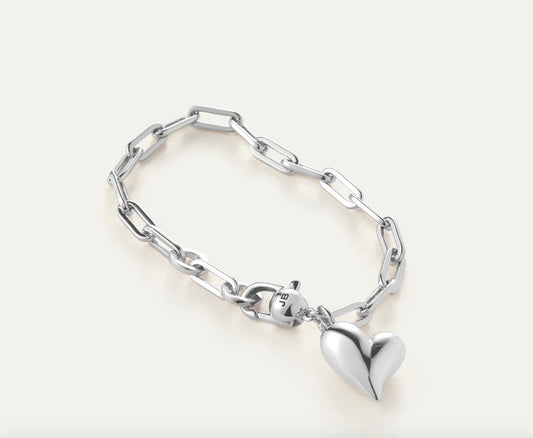 Bracelet cœur gonflé argent Dessiné par une Artiste Ontarienne Jenny Bird JB2144-HPS