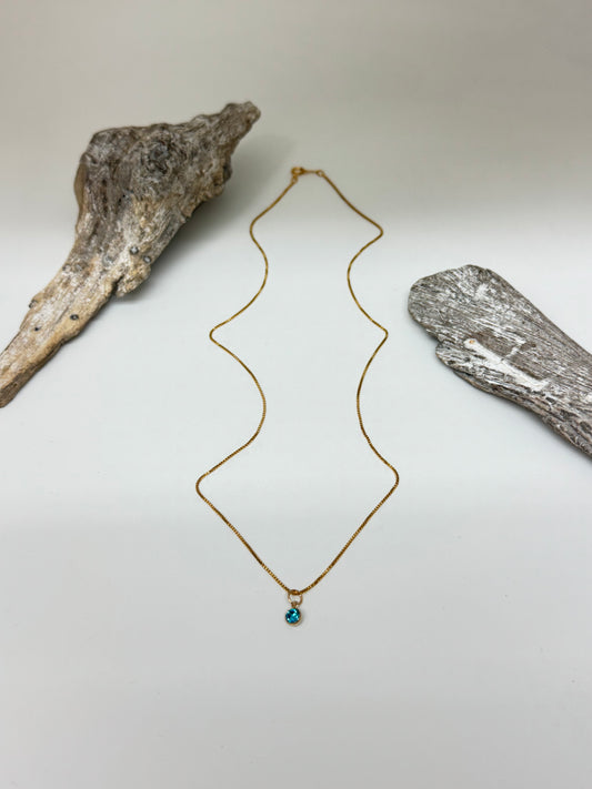 Collier mini zircon bleu, dessinée à Vancouver Lovers Tempo 2DF-SP23012-DEC