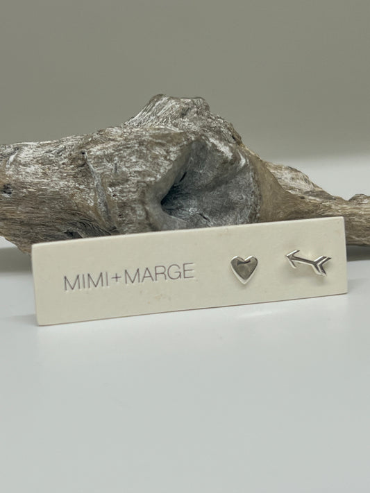 Boucles Coeur flèche Argent 925 Fait main à Vancouver Mimi Marge 25-e692