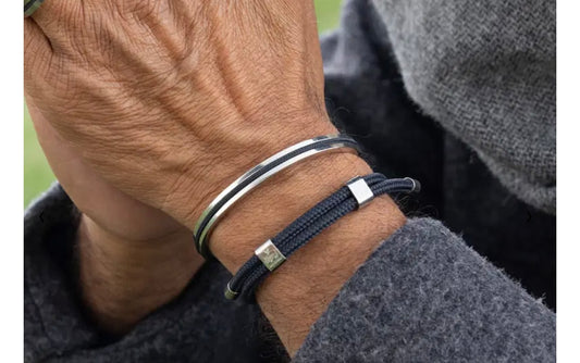 Bracelet Little Lewis DBL Navy - Silver Pig Hen Amsterdam Pig Hen Little Lewis DBL Navy