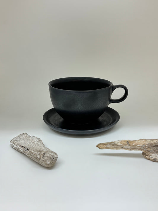 Soucoupe pour tasse latté noir Kamouraska A&J Métissage Soucoupe pour tasse latté noir