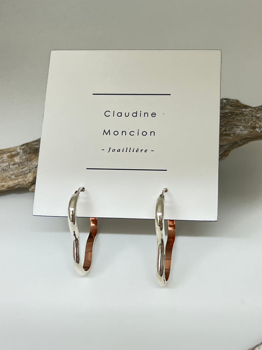 Boucles d'oreilles Curves07 cuivre et argent Claudine Moncion Montréal E_Curves07