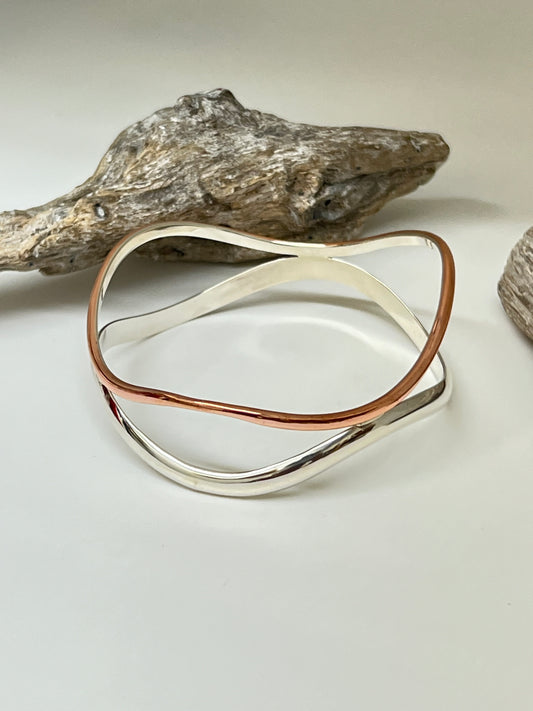 Bracelet Curves33 Cuivre et Argent Fait à Montréal