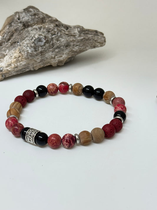 Bracelet Jaspe rouge Agates, fait main à Montréal Bracelet Bracelet Jaspe rouge Agates