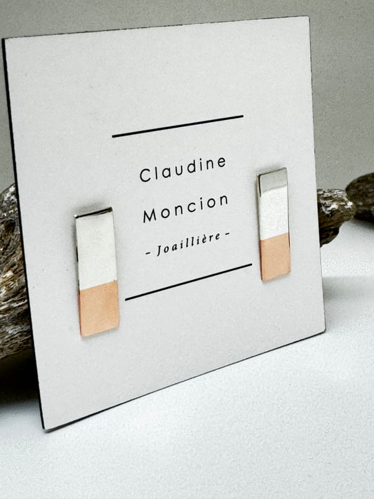 Boucles d'oreilles SHA 01 cuivre et argent Claudine Moncion Montréal SHA 01