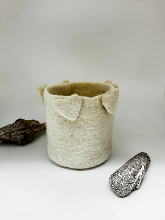 Panier-Cache pot en laine boullis crème Fait main au Népal Panier-Cache pot en laine boullis 8840003