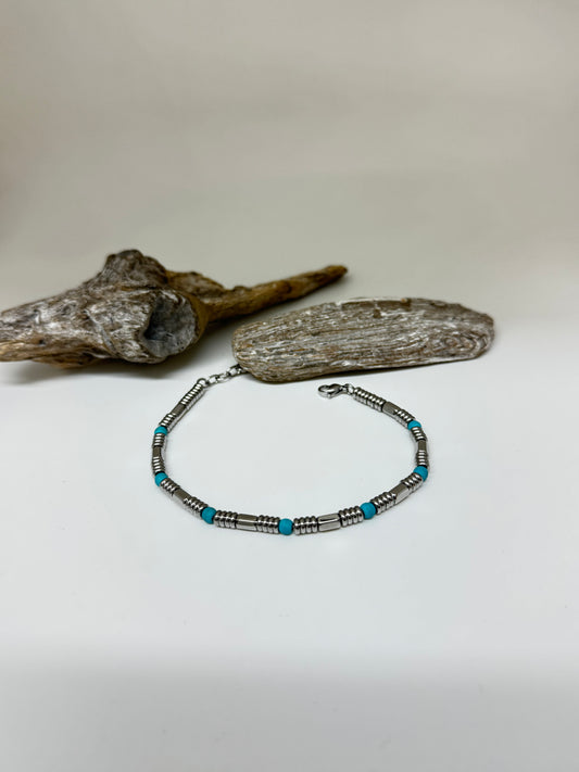 Bracelet Acier et Turquoises dessiné à Montréal Arz Steel AS-B458