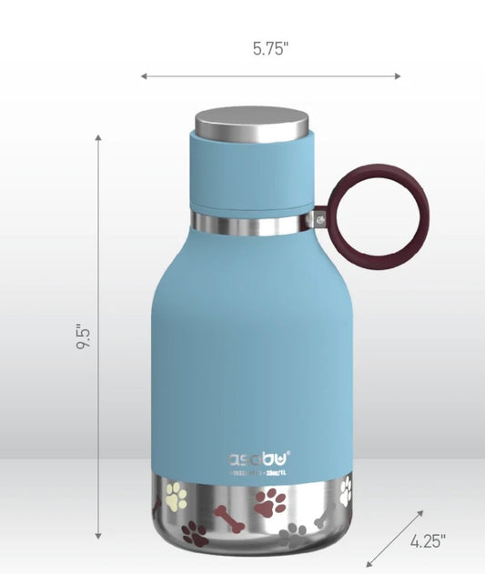 Dog Blue Bowl bottle Asobu dessinée à Montréal Bouteille pour gamelle bleue pour chien SDB1