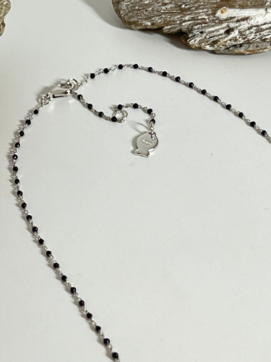 Collier Mimi Noir Argent 925 Fabriqué à la main à Paris en France Clio Blue CO3941NO