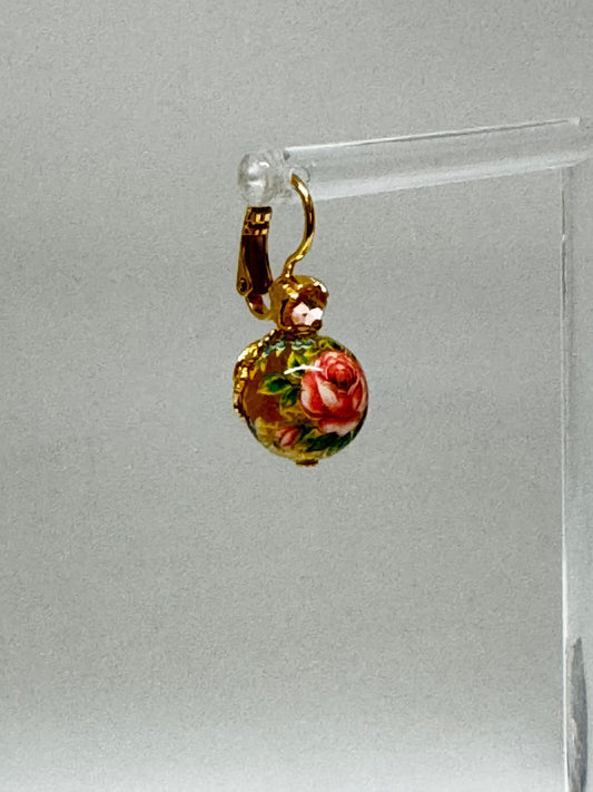 Boucles Decalco jaune floral Fabriqué à la main à Marseille en France Gas bijoux Boucles Decalco jaune floral
