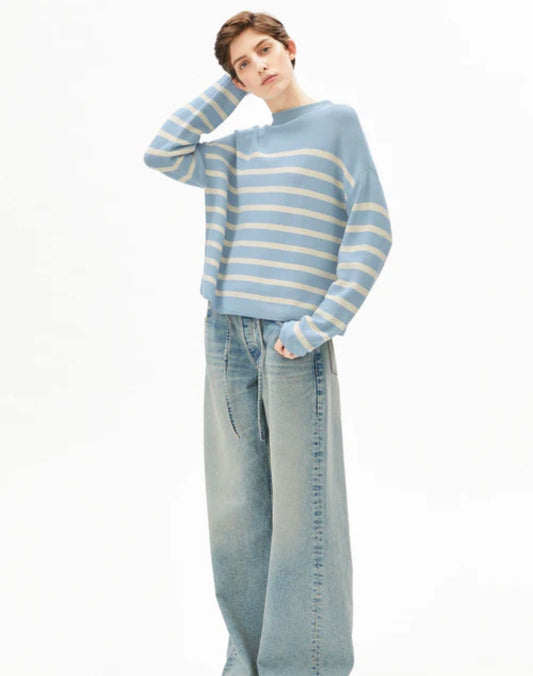 MERINAA GLOW-OATMILK RAYÉ PULL EN MAILLE Armed Angel MERINAA GLOW-OATMILK RAYÉ