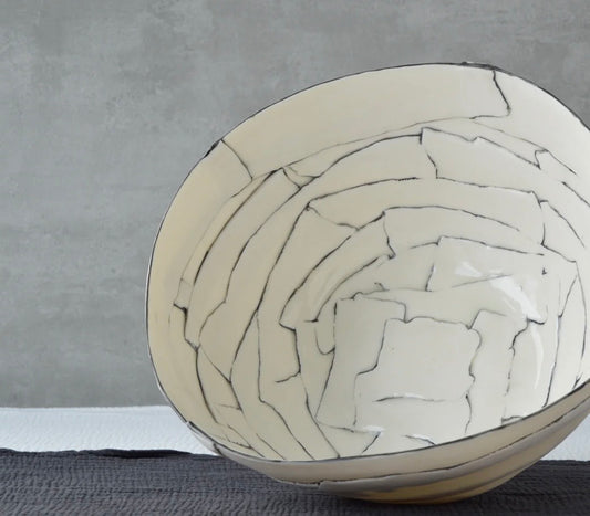 De Blanc et Noir - Bol saladier petit en Porcelaine façonné à la main à Morin-Heights Atelier G par Gréta De Blanc et Noir - Bol saladier petit