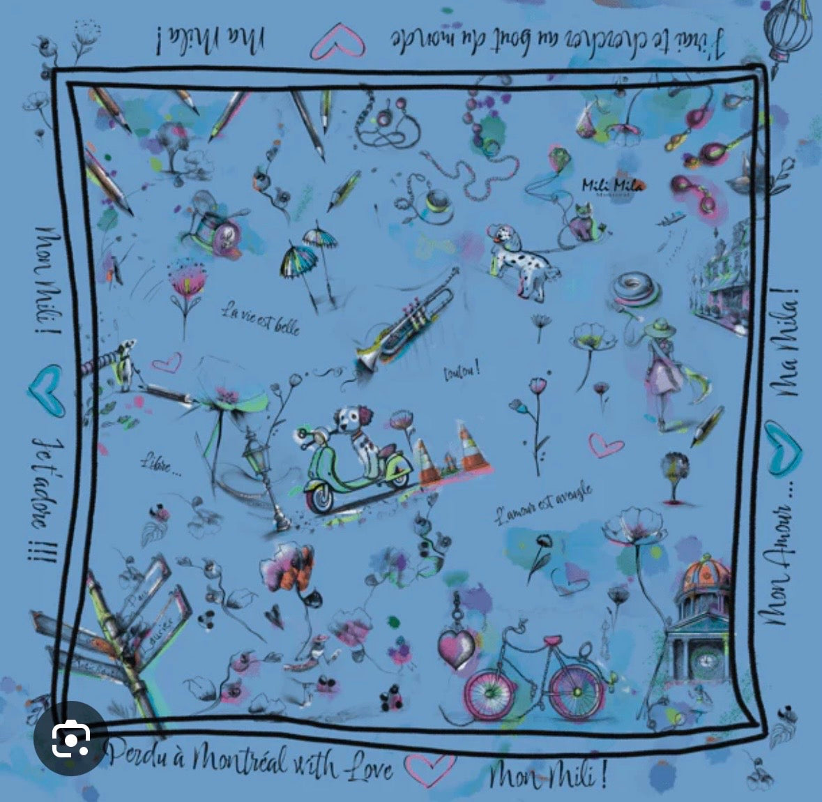 Mila Mila foulard Montreal Blues rouge 70 cm Mila Mila foulard FOU-MTL-BL-70