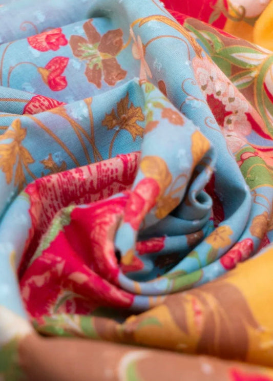 Écharpe en coton - Motifs cachemire et coquelicots Powder design CSC6