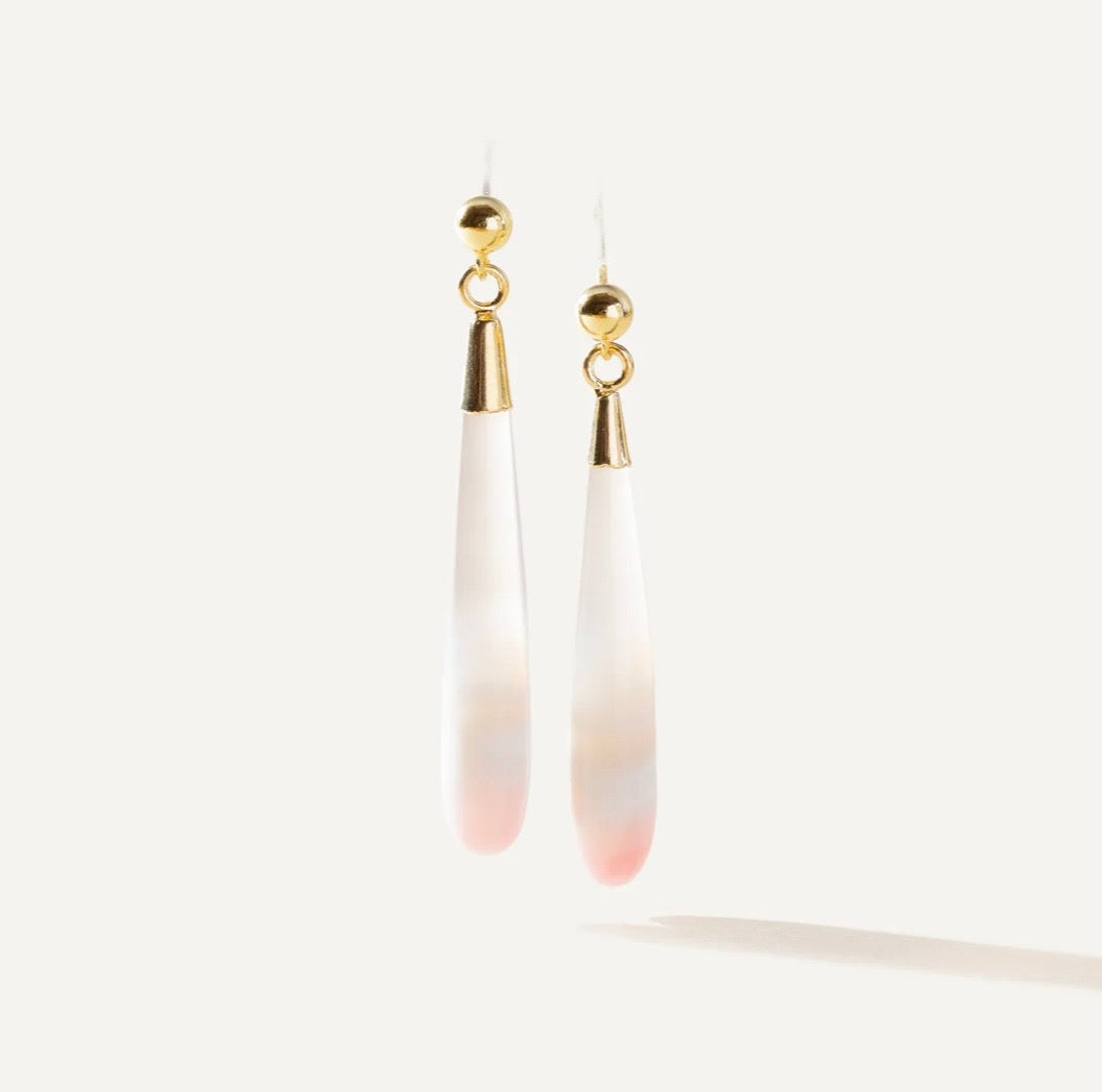RISE Agate rose - boucles d'oreilles en Or vermeil 14K, dessinées à Montréal Boa Bijoux
