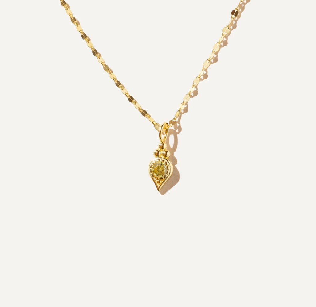 UDAI Jaune citron vert - collier vermeil 14 carats Fait main à Montréal Boa bijoux UDAI