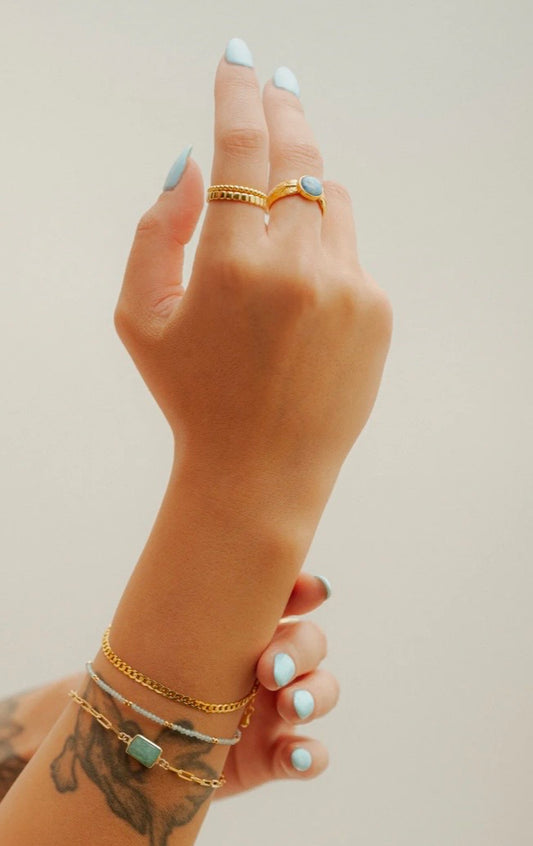 PELA Aigue-Marine bracelet en Or vermeil 14K Boa bijoux PELA