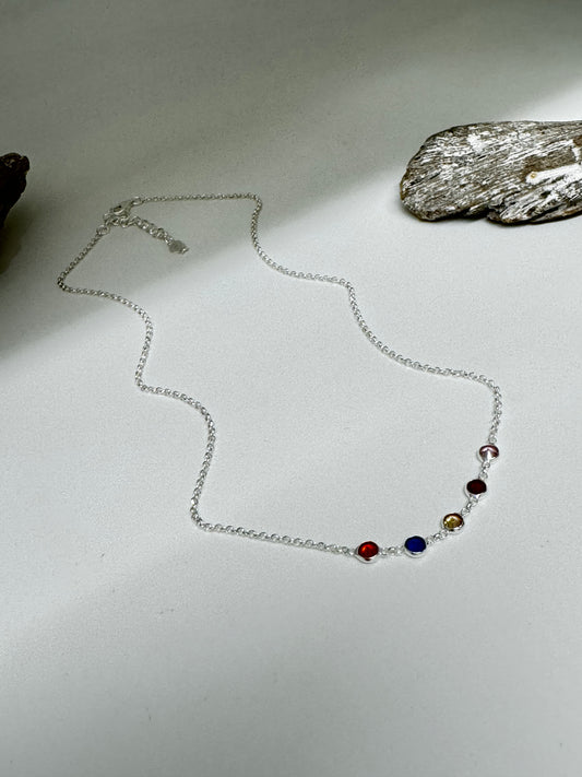 Collier Pierres semi-précieuse serti d'argent Clio Blue Fabriqué à la main à Paris en France Clio Blue CO4348