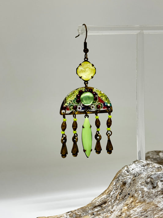Boucles d'oreilles Bronze avec cristaux Nathalie Laramée Boucles d'oreilles