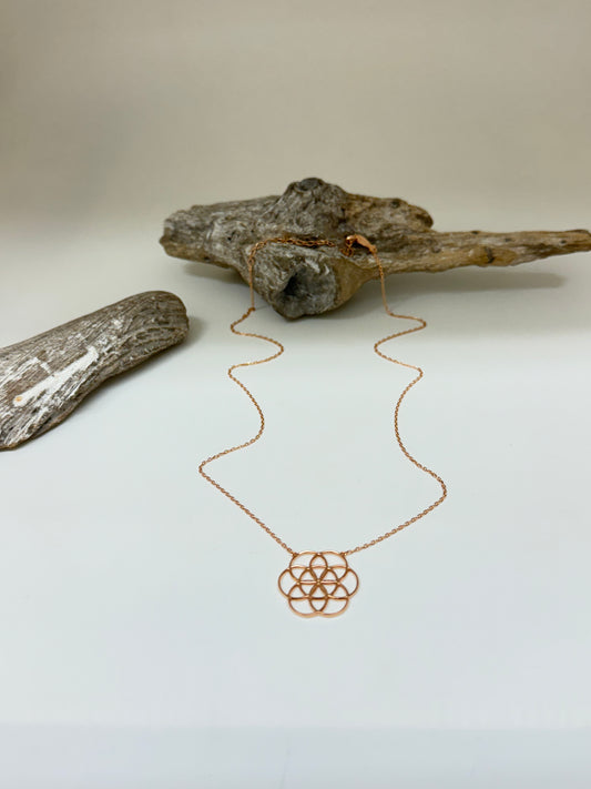 Collier Fleur de vie en Argent 925 plaqué or rose 24 carats KR795-2