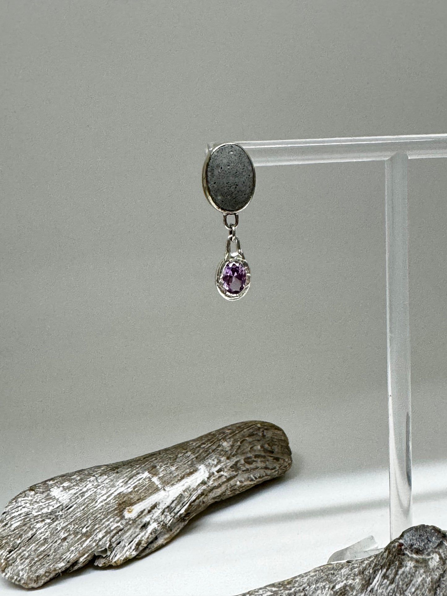 Boucles d'oreille Argent 925-Béton et Alexandrite CATRIE EG-E