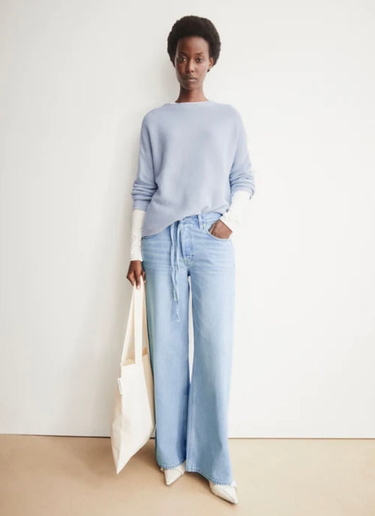 MERINAA PULL EN MAILLE Mist blue Armed Angel Merinaa pull cotton biologique Merinaa mist blue
