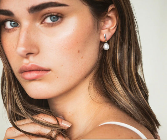 Boucles d'oreilles barres + perles baroques // 2 tons Fait main à Montréal Maksym bobpb