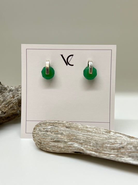 Selene, boucles d'oreilles avec aventurine verte Fait main à Montréal Véronique Roy