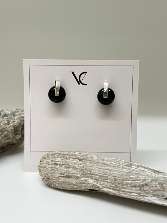 Selene, boucles d'oreilles avec onix Fait main à Montréal Véronique Roy