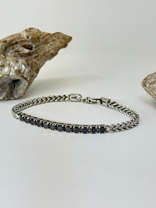 Bracelet Acier et Zircon noir dessiné à Montréal Arz Steel Montréal
AS-B477W