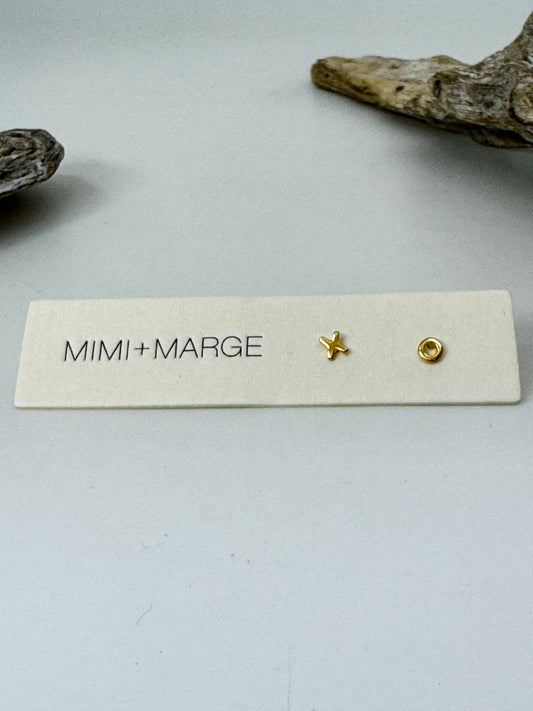 Boucle d'oreille X O faite à la main avec vermeil en or 24 carats dessiné à Vancouver